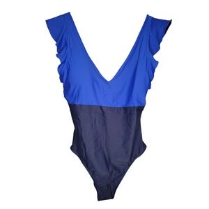 Summersalt One Piece Swimsuit Womens Size 16 Blue Ruffle Backflip Colorblock